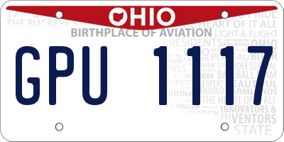 OH license plate GPU1117