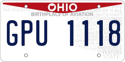 OH license plate GPU1118