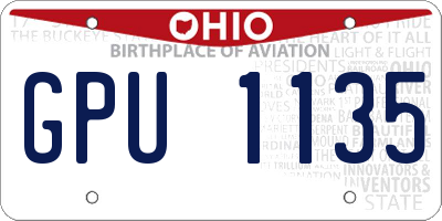OH license plate GPU1135