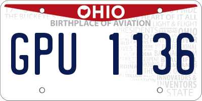 OH license plate GPU1136