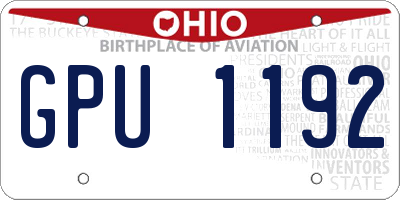 OH license plate GPU1192