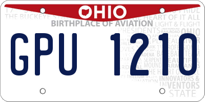 OH license plate GPU1210