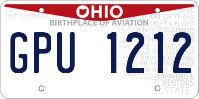 OH license plate GPU1212