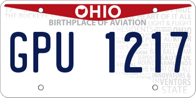OH license plate GPU1217