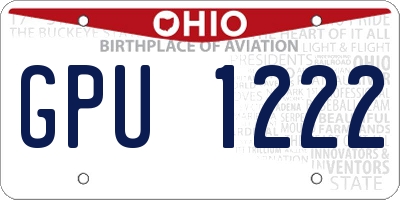OH license plate GPU1222