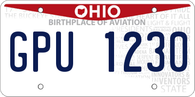 OH license plate GPU1230