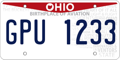 OH license plate GPU1233