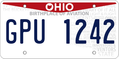 OH license plate GPU1242