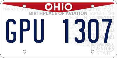 OH license plate GPU1307