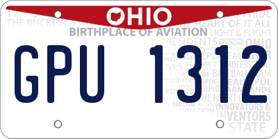 OH license plate GPU1312