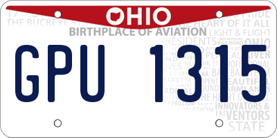OH license plate GPU1315