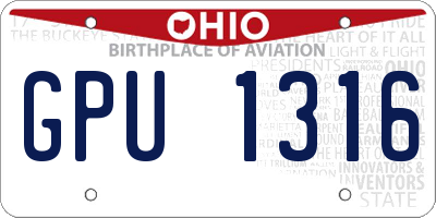 OH license plate GPU1316