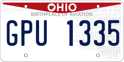 OH license plate GPU1335