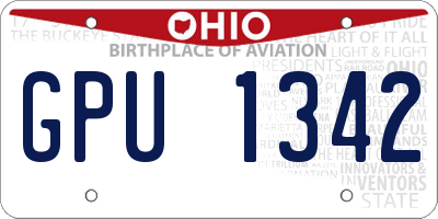 OH license plate GPU1342