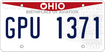 OH license plate GPU1371