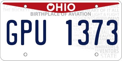 OH license plate GPU1373