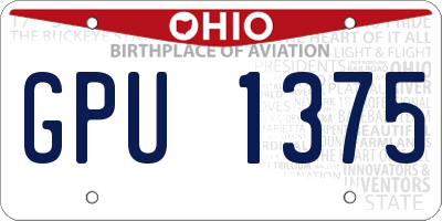 OH license plate GPU1375