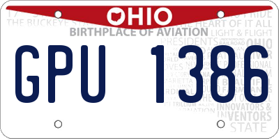 OH license plate GPU1386