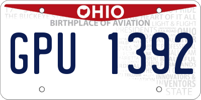 OH license plate GPU1392