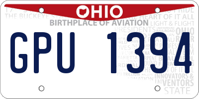 OH license plate GPU1394