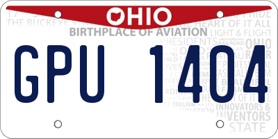 OH license plate GPU1404
