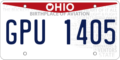OH license plate GPU1405