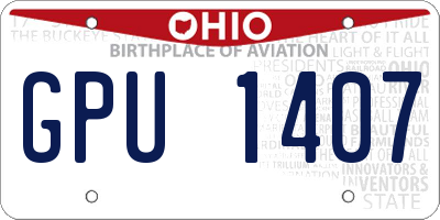 OH license plate GPU1407