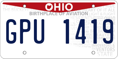 OH license plate GPU1419