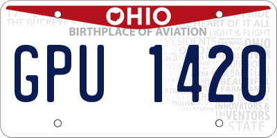 OH license plate GPU1420
