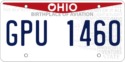 OH license plate GPU1460