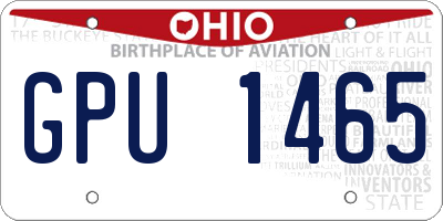 OH license plate GPU1465