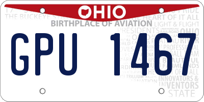 OH license plate GPU1467