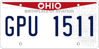 OH license plate GPU1511