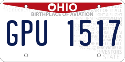 OH license plate GPU1517