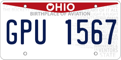 OH license plate GPU1567