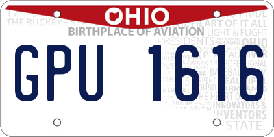 OH license plate GPU1616