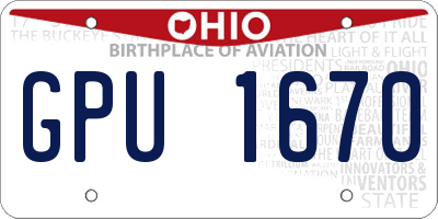 OH license plate GPU1670
