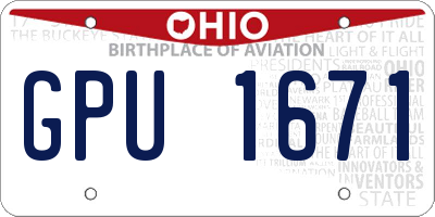 OH license plate GPU1671
