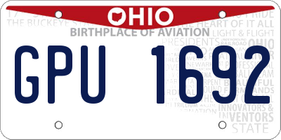 OH license plate GPU1692
