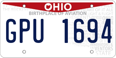 OH license plate GPU1694