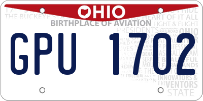 OH license plate GPU1702