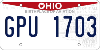 OH license plate GPU1703