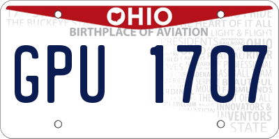 OH license plate GPU1707