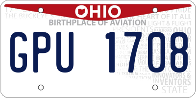 OH license plate GPU1708
