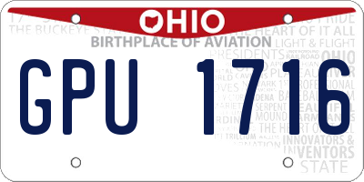 OH license plate GPU1716