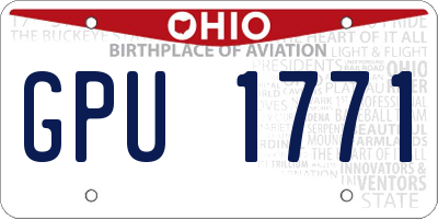OH license plate GPU1771