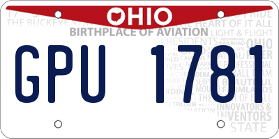 OH license plate GPU1781