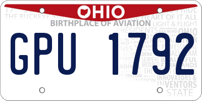 OH license plate GPU1792