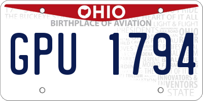 OH license plate GPU1794