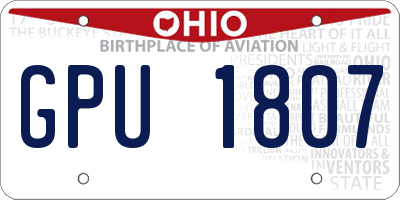 OH license plate GPU1807